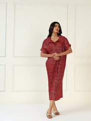 Luxeline Metallic Dress in Red