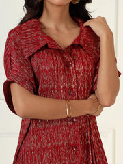Luxeline Metallic Dress in Red