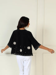 Bloom Embellished Top in Black