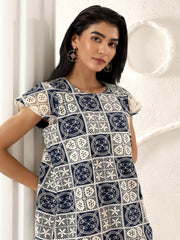 Indigo Mosaic Shift Dress