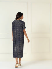 Luxeline Metallic Dress in Blue