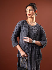 Axis Textured Dress with Shrug
