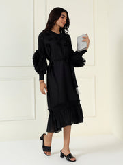 Rosette Dress in Black