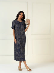 Luxeline Metallic Dress in Blue