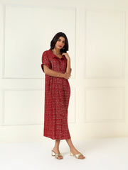 Luxeline Metallic Dress in Red