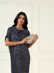Luxeline Metallic Dress in Blue