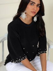 Bloom Embellished Top in Black