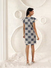 Indigo Mosaic Shift Dress