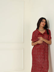 Luxeline Metallic Dress in Red