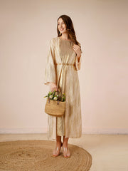 Rayon Jacket Dress In Gold Color