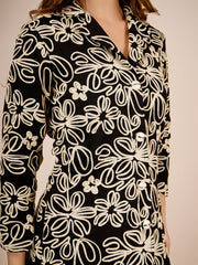 Petal Denim Dress In Black Color