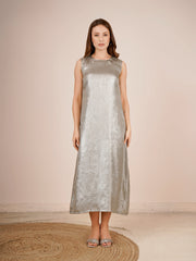 Rayon Jacket Dress In Silver Color