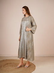 Rayon Jacket Dress In Silver Color