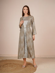 Rayon Jacket Dress In Silver Color