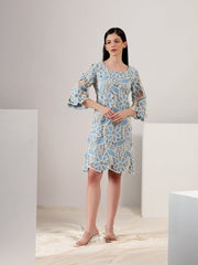 Sky Bloom – Embroidered Denim Dress