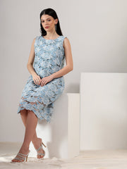 Ethereal Bloom – Sky Blue Cutwork Dress