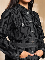 Reva Velvet Textured Denim Jacket