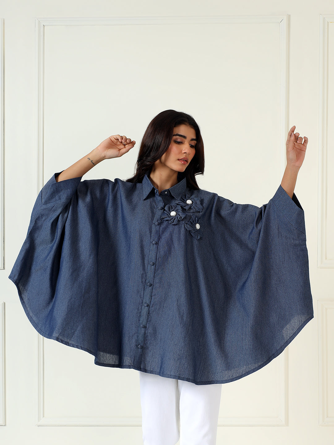 Denim Bloom Shirt In Blue