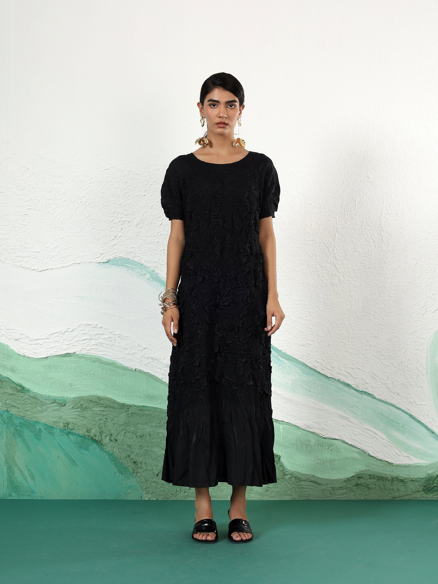 Florette Crinkle Midi Dress