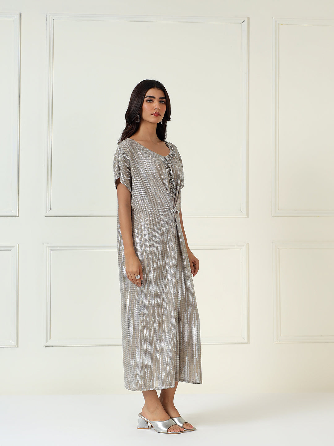 Celeste Metallic Kaftan Dress
