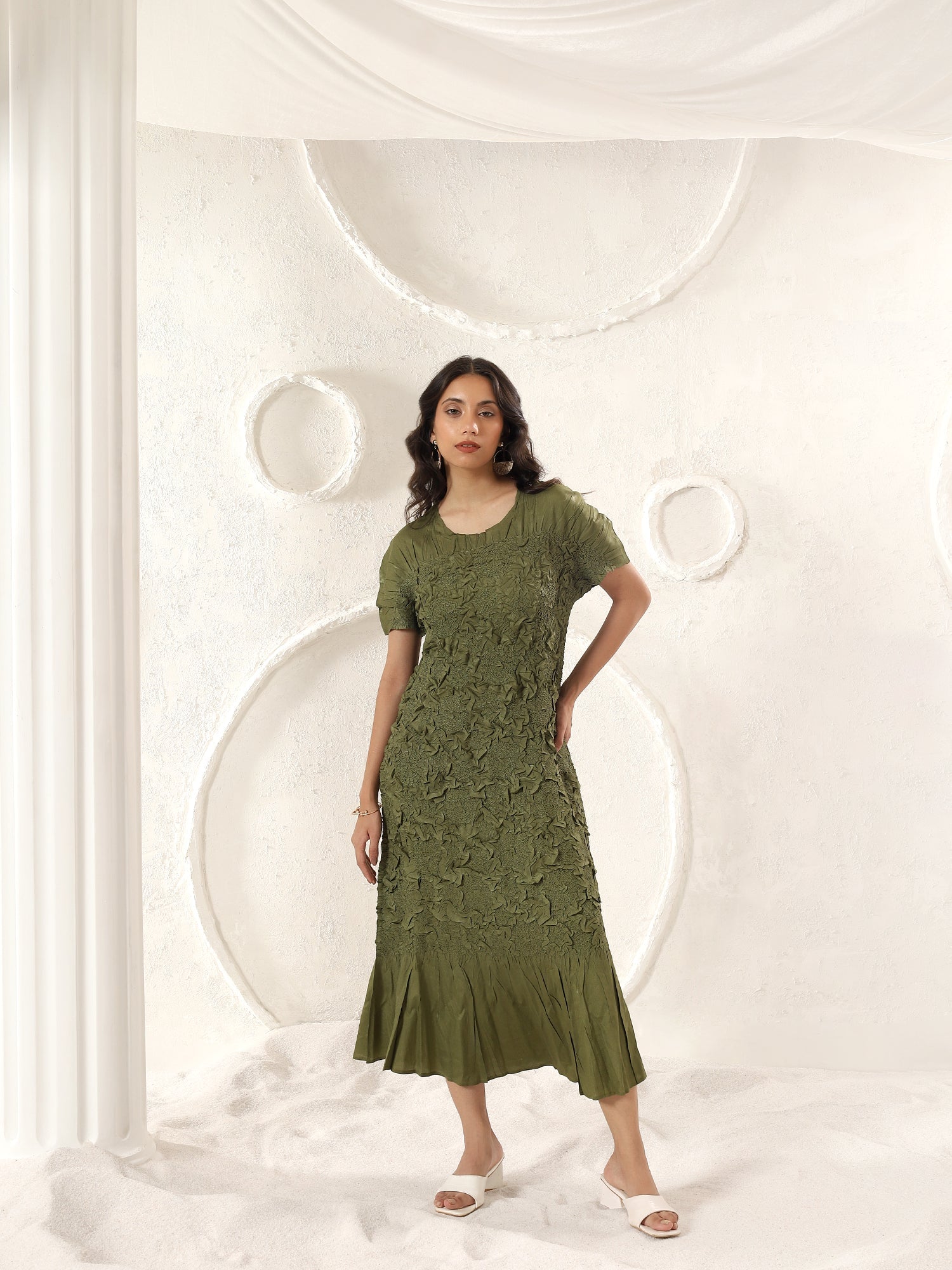 Florette Crinkle Midi Dress