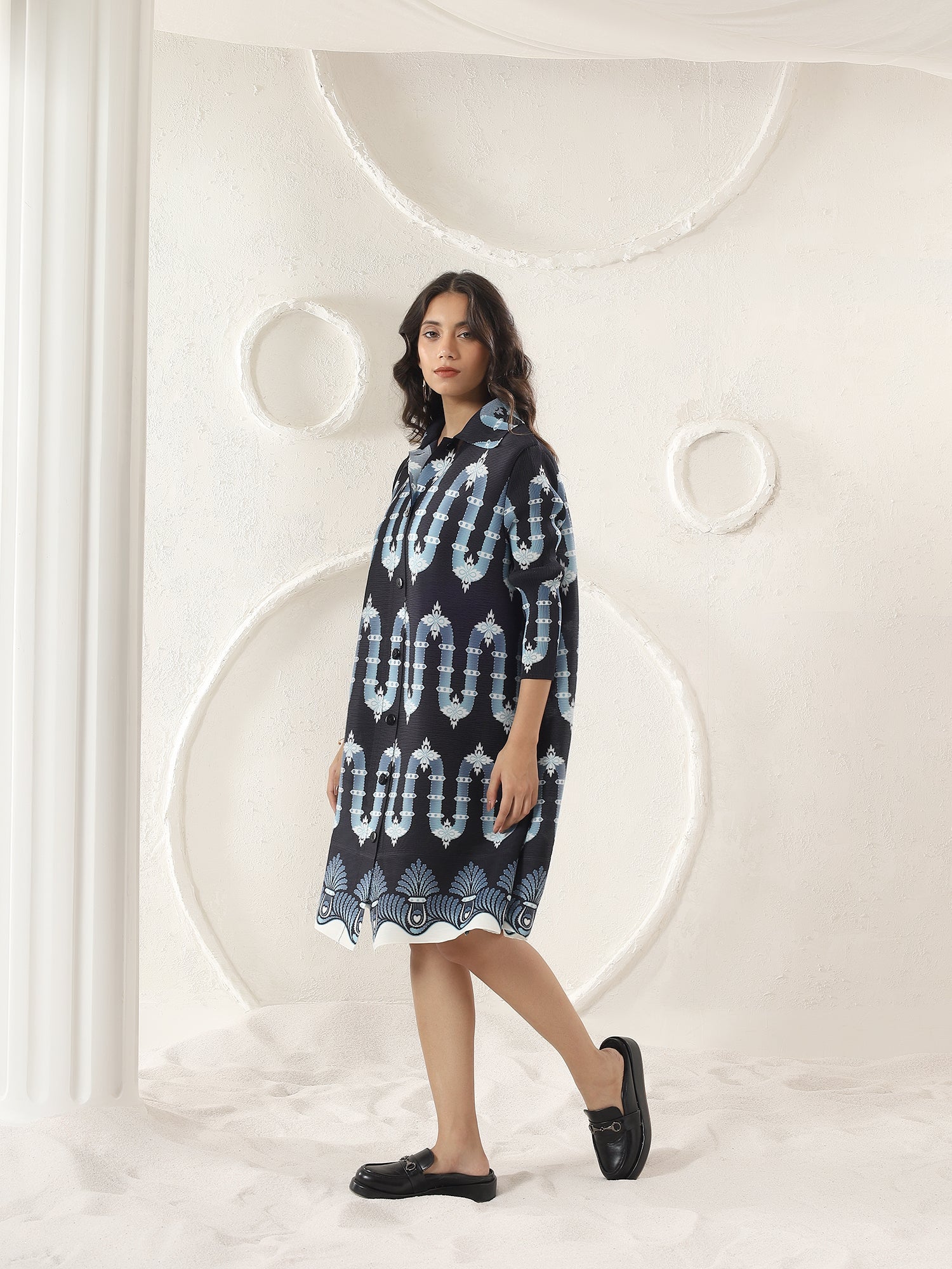 Wave Crest Shirt Dress