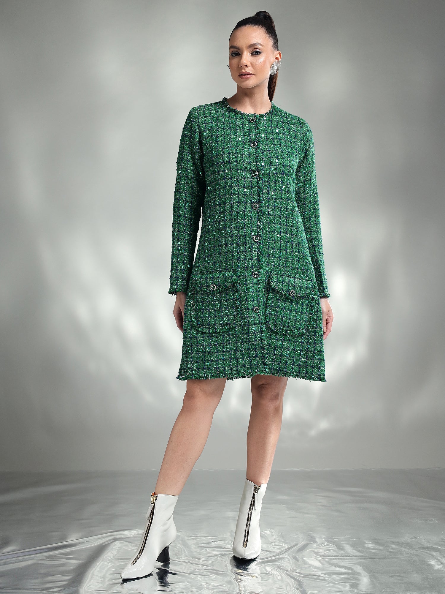Green tweed Dress