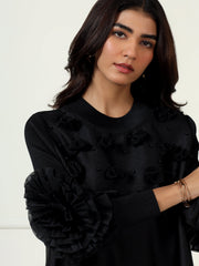 Rosette Dress in Black