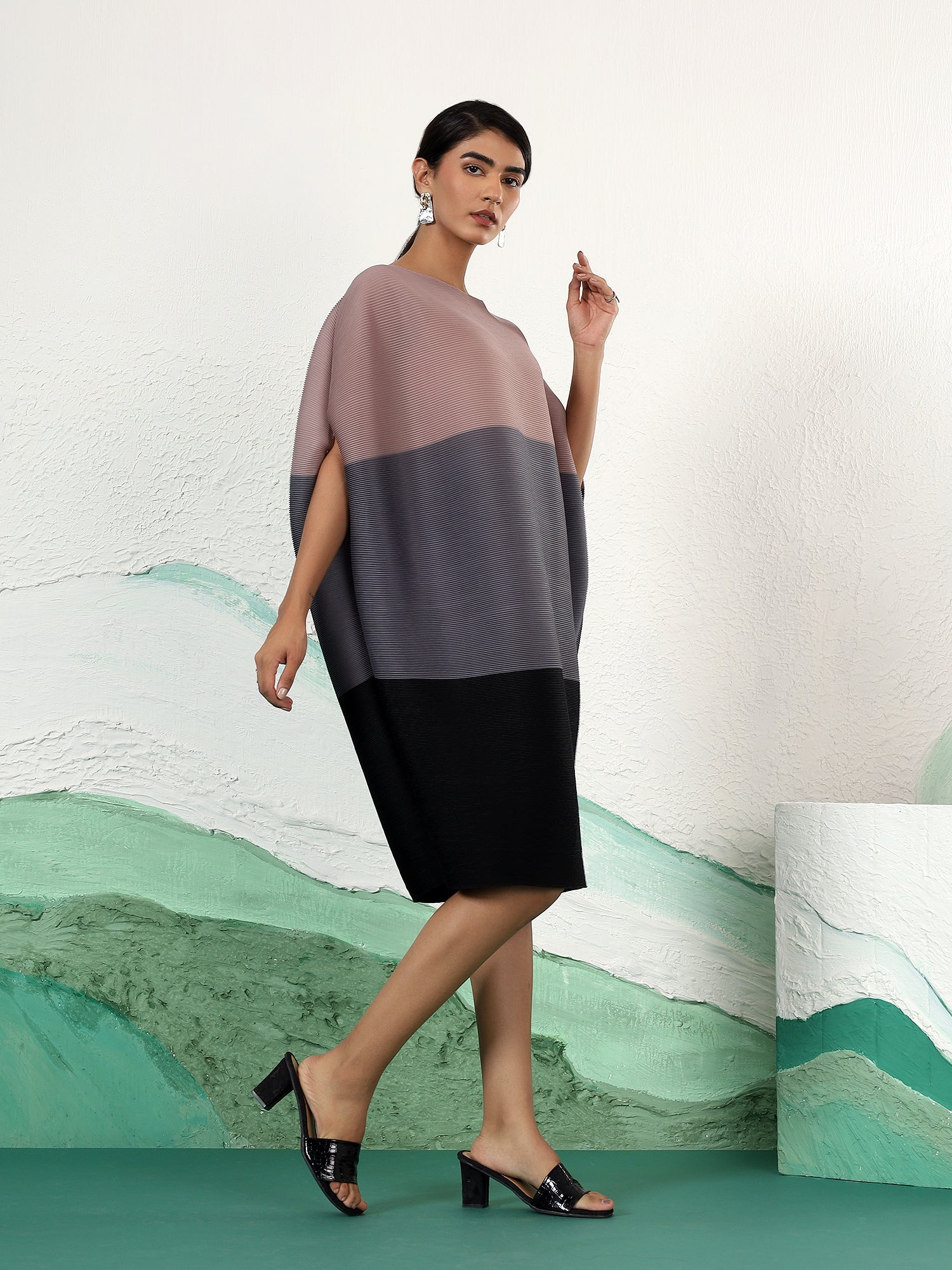 Eterna Colorblock Kaftan Dress