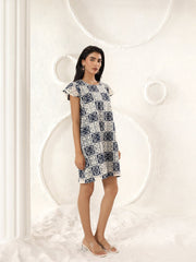 Indigo Mosaic Shift Dress