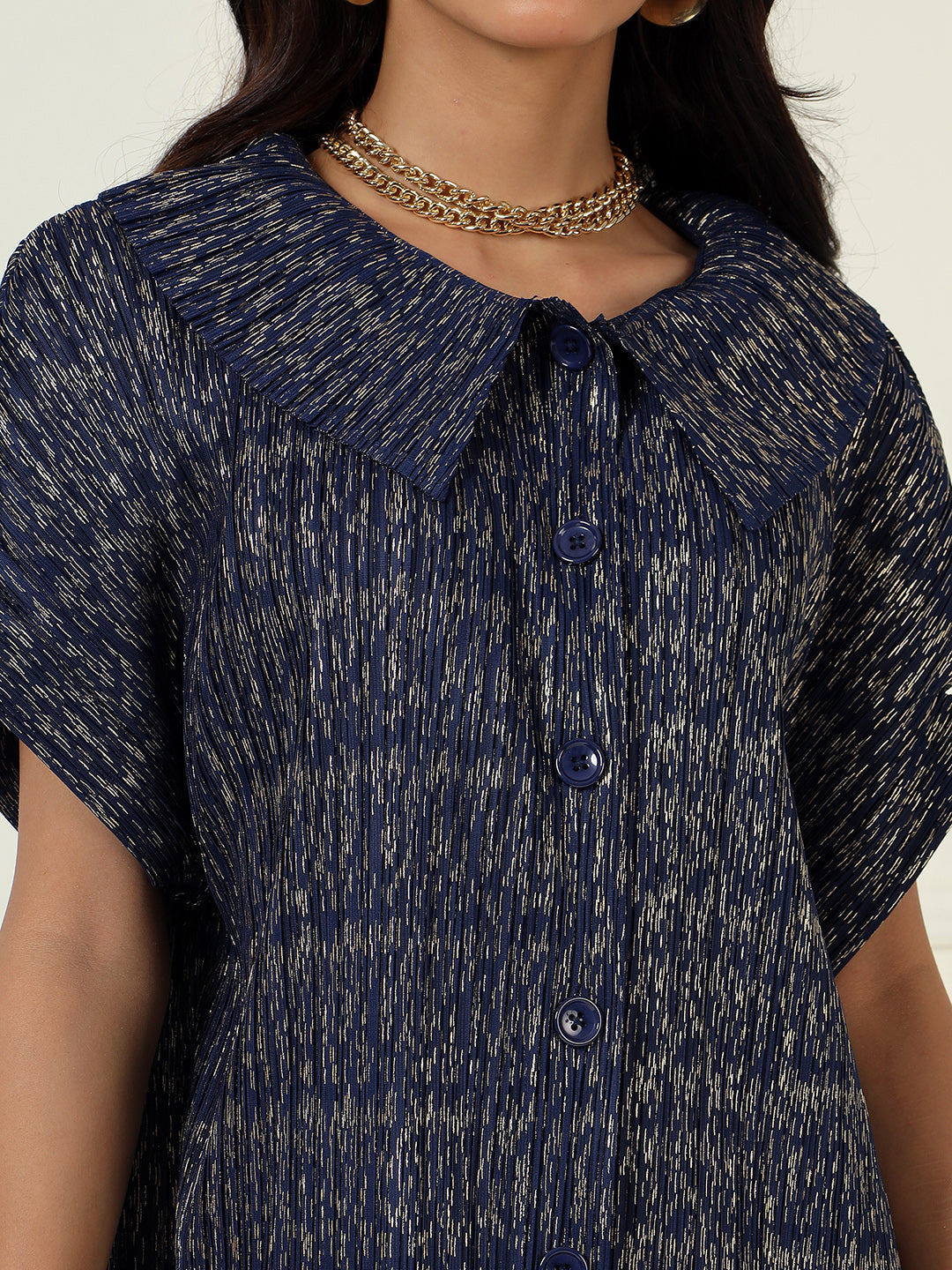 Luxeline Metallic Dress in Blue
