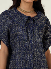 Luxeline Metallic Dress in Blue