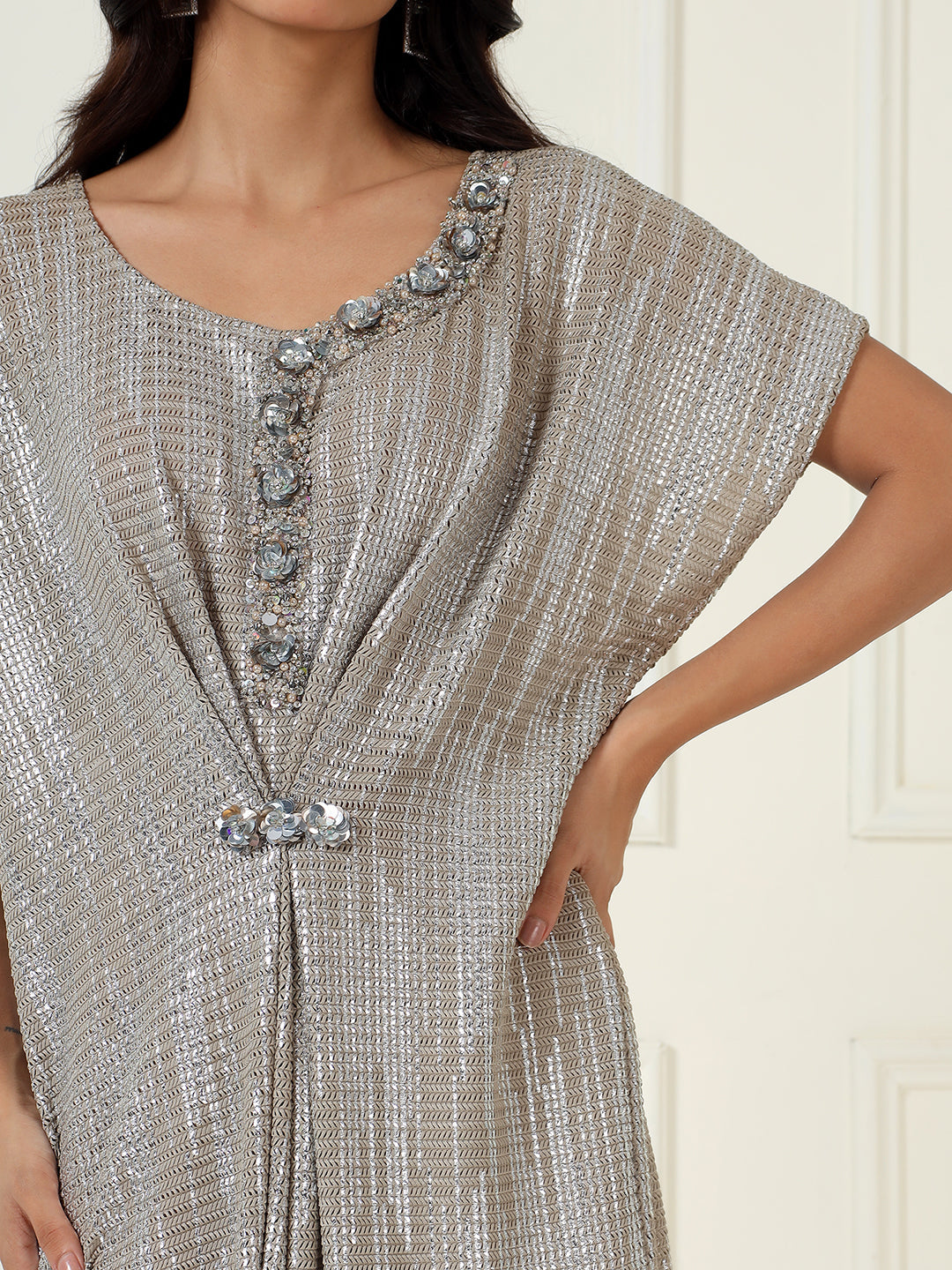 Celeste Metallic Kaftan Dress