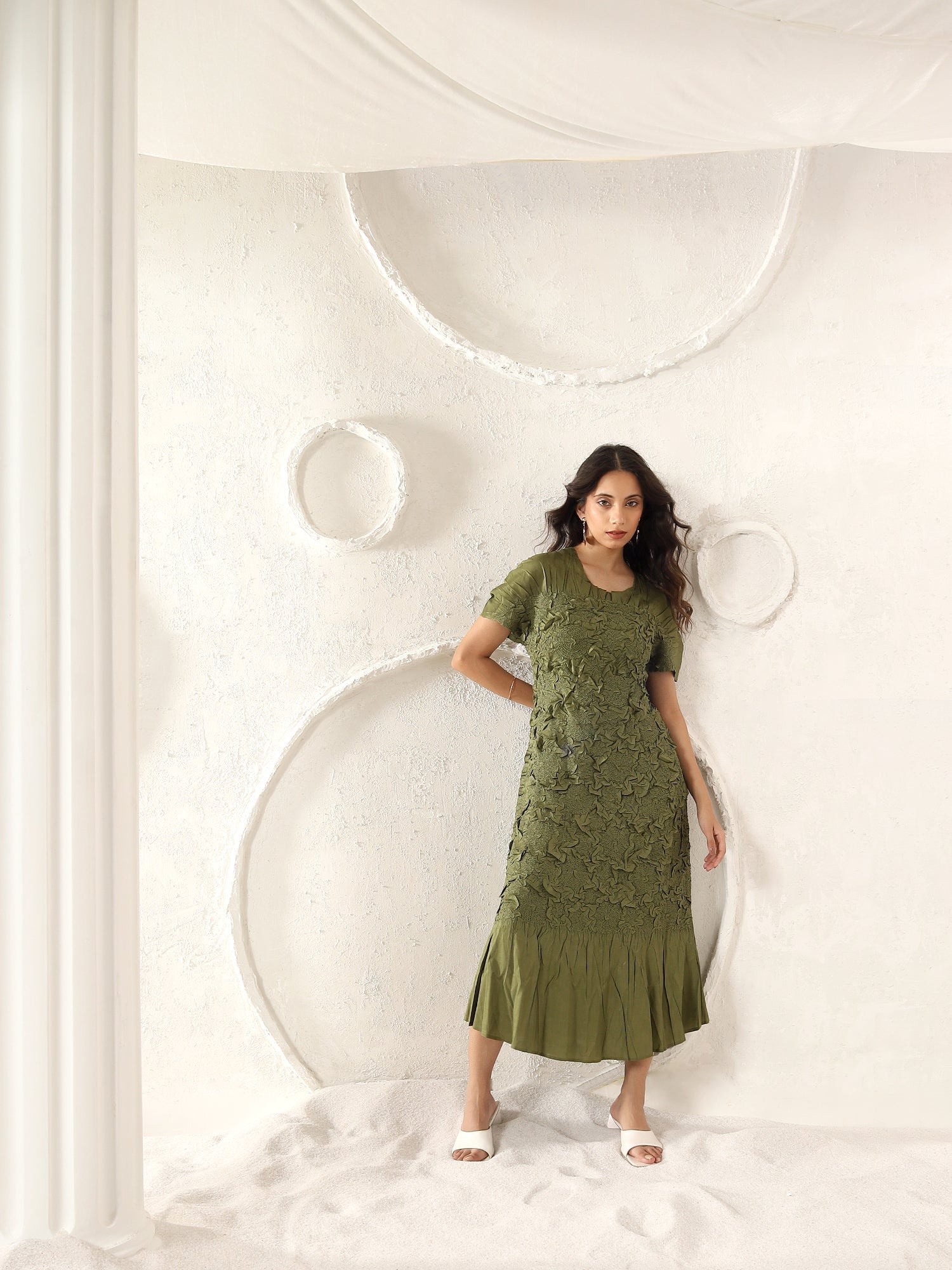 Florette Crinkle Midi Dress