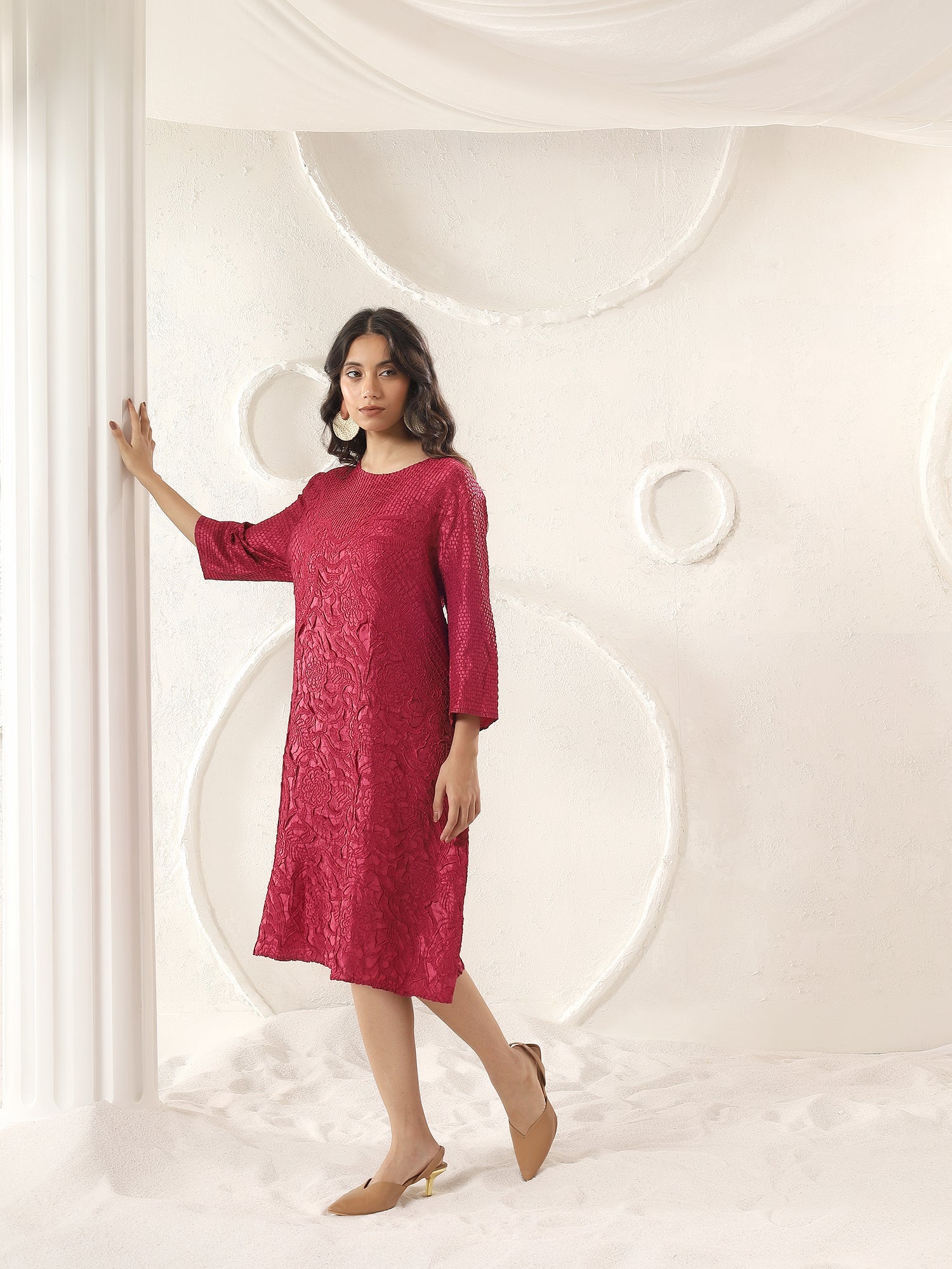 Velora Textured Midi Dress