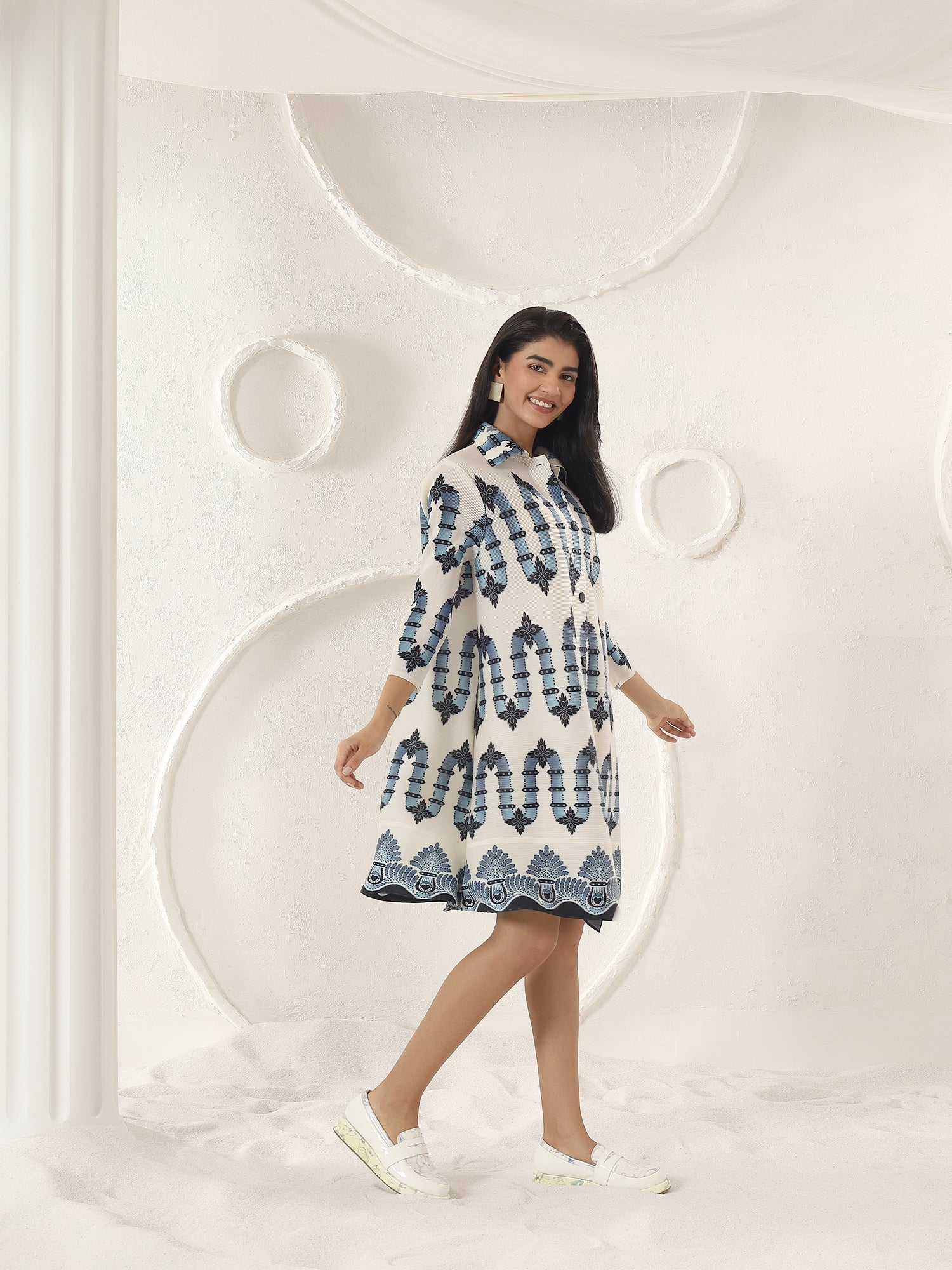 Wave Crest Shirt Dress