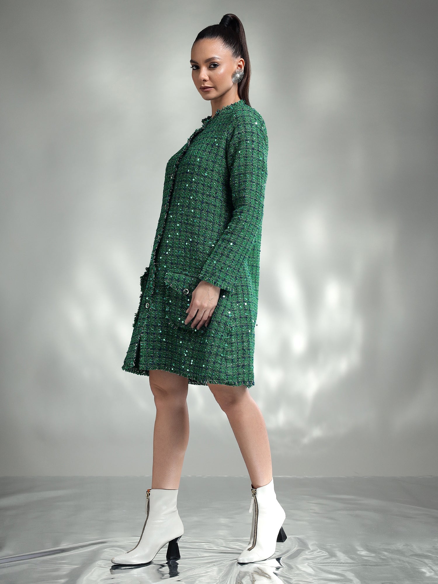Green tweed Dress