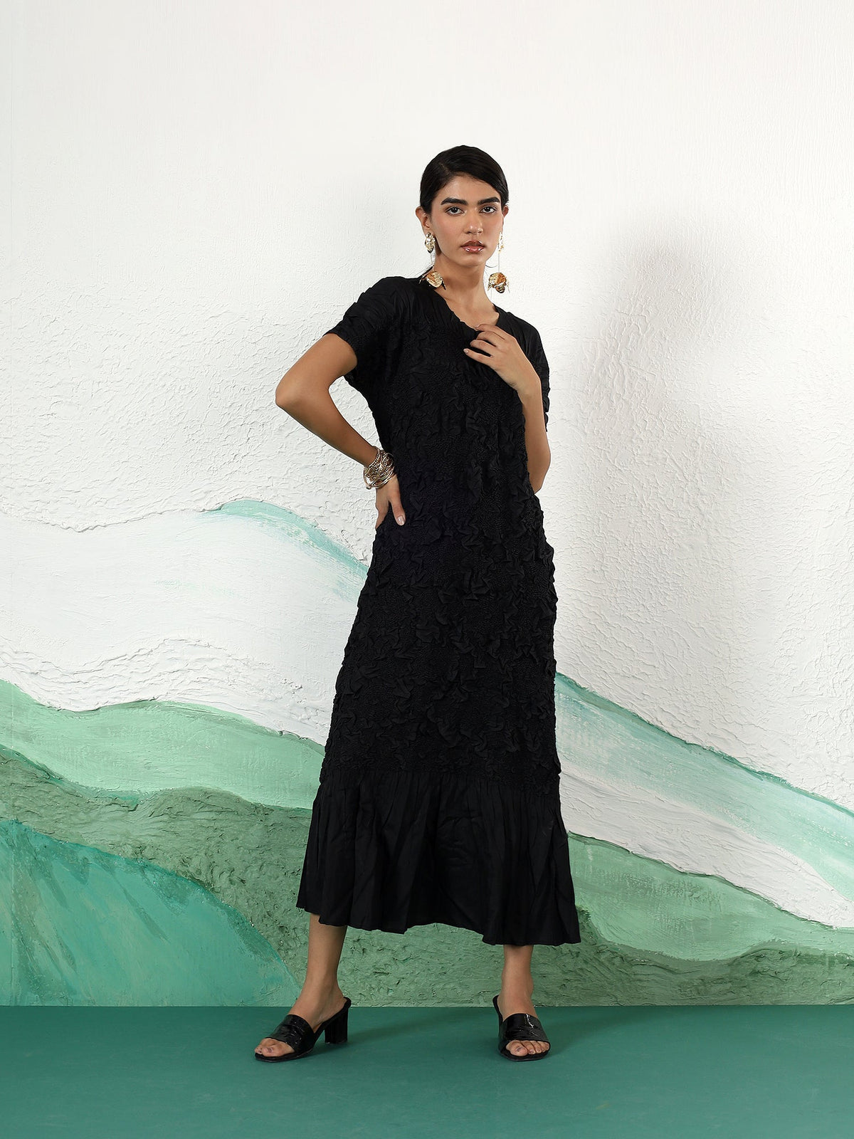 Florette Crinkle Midi Dress