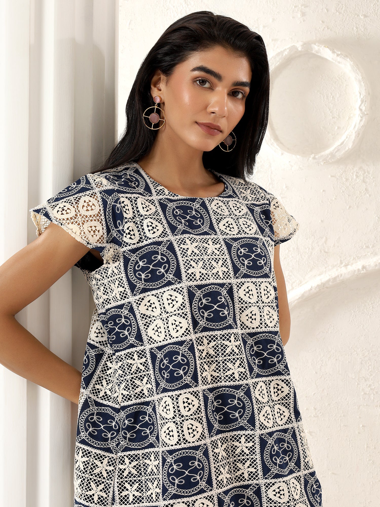 Indigo Mosaic Shift Dress