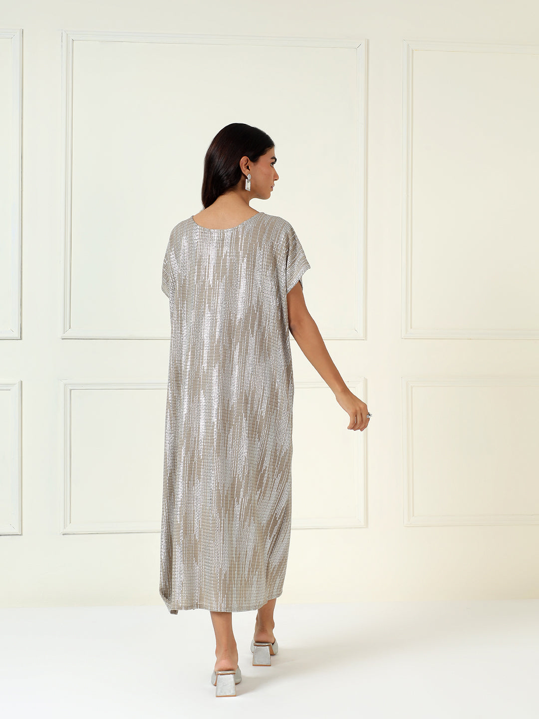 Celeste Metallic Kaftan Dress