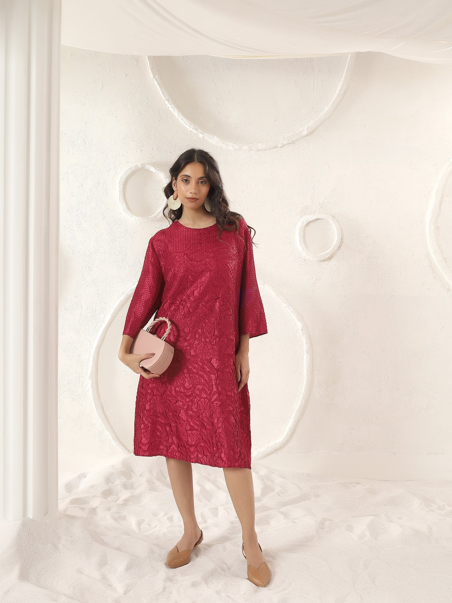 Velora Textured Midi Dress