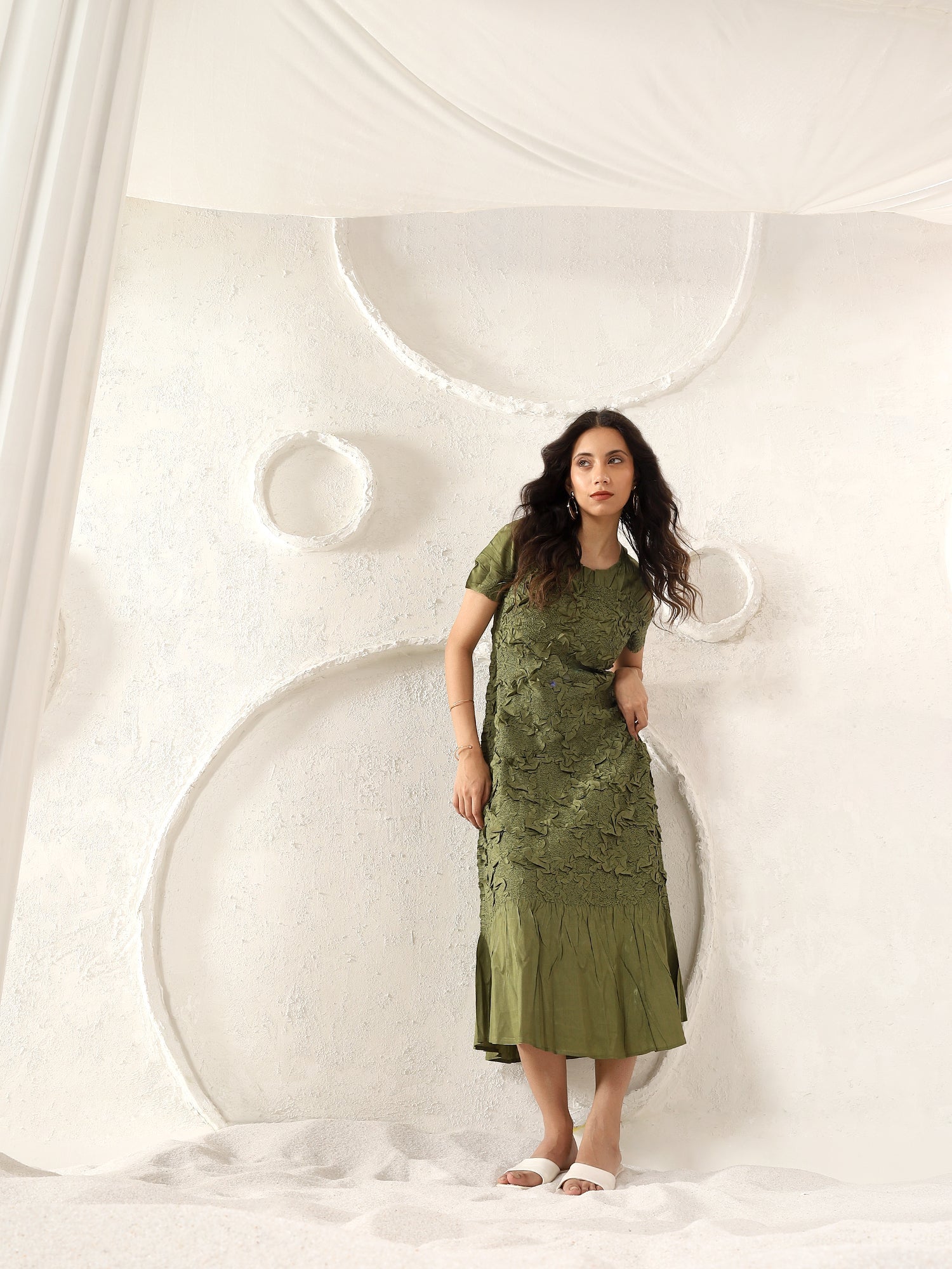 Florette Crinkle Midi Dress
