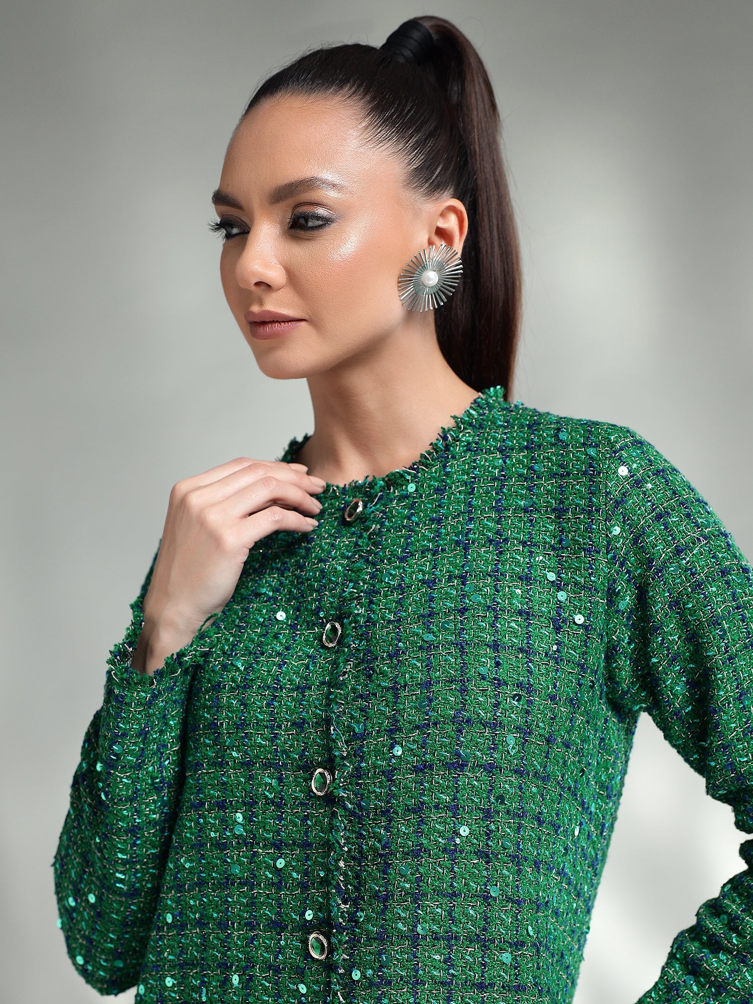 Green tweed Dress