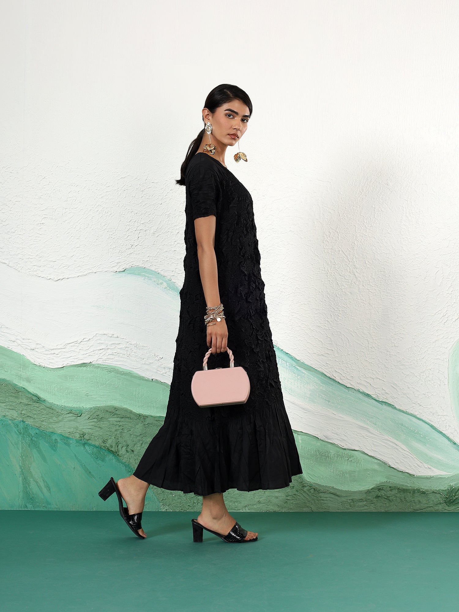 Florette Crinkle Midi Dress