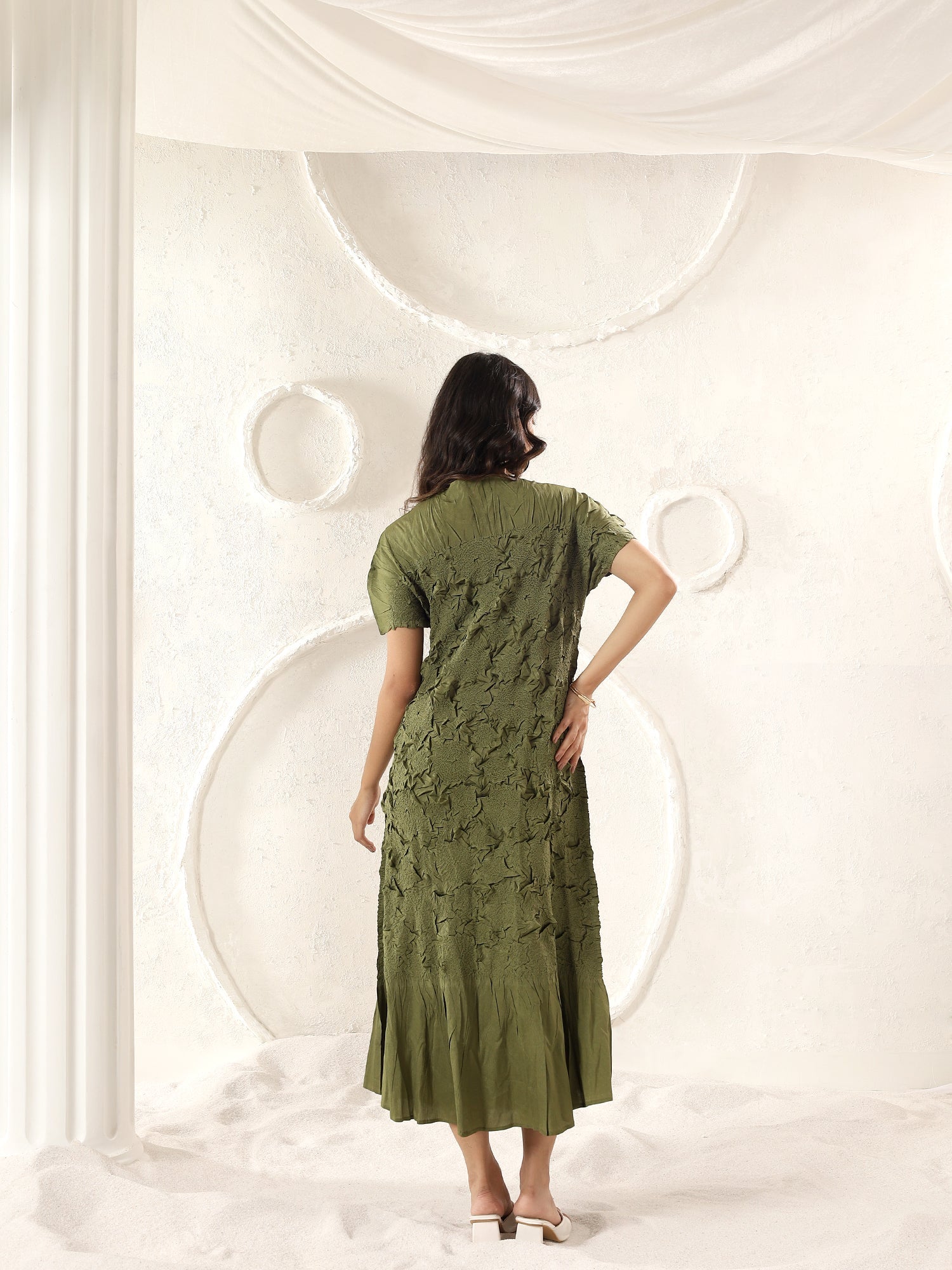 Florette Crinkle Midi Dress