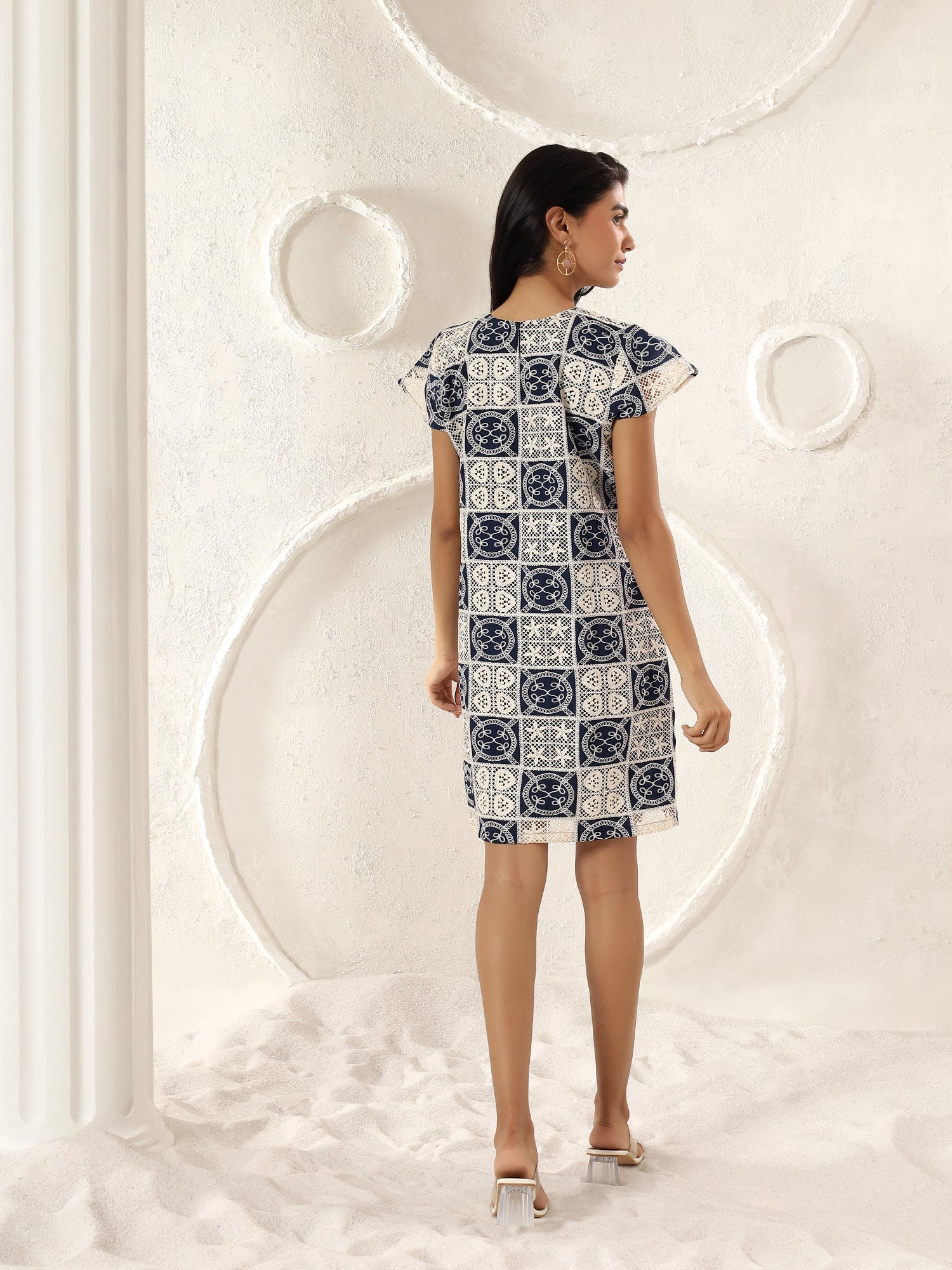 Indigo Mosaic Shift Dress