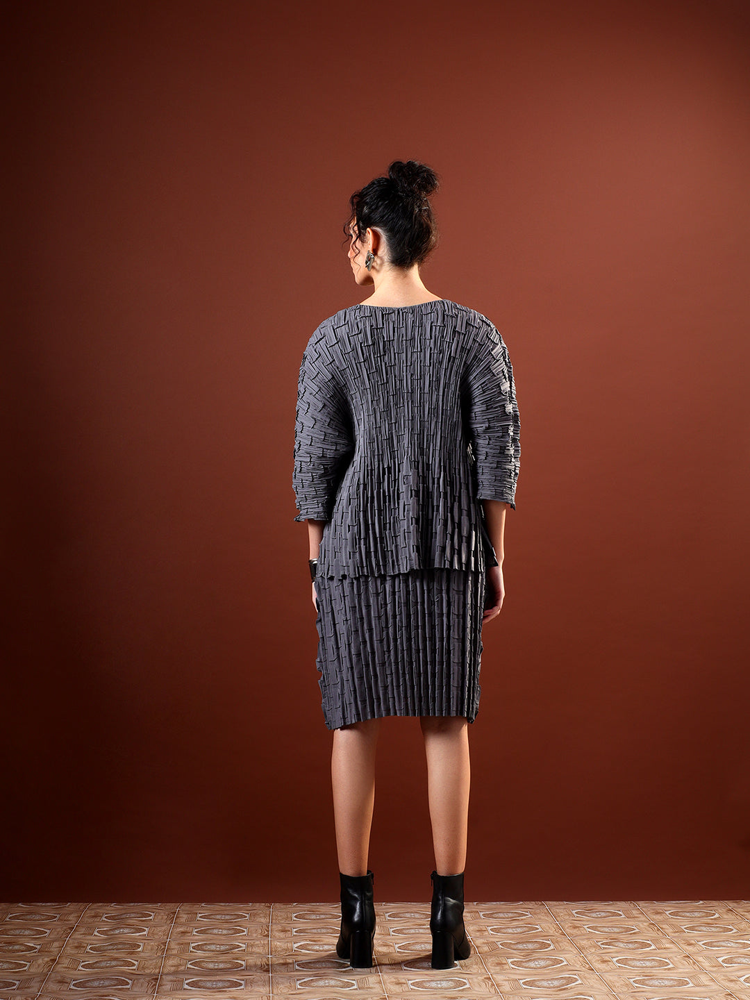 Axis Textured Dress with Shrug