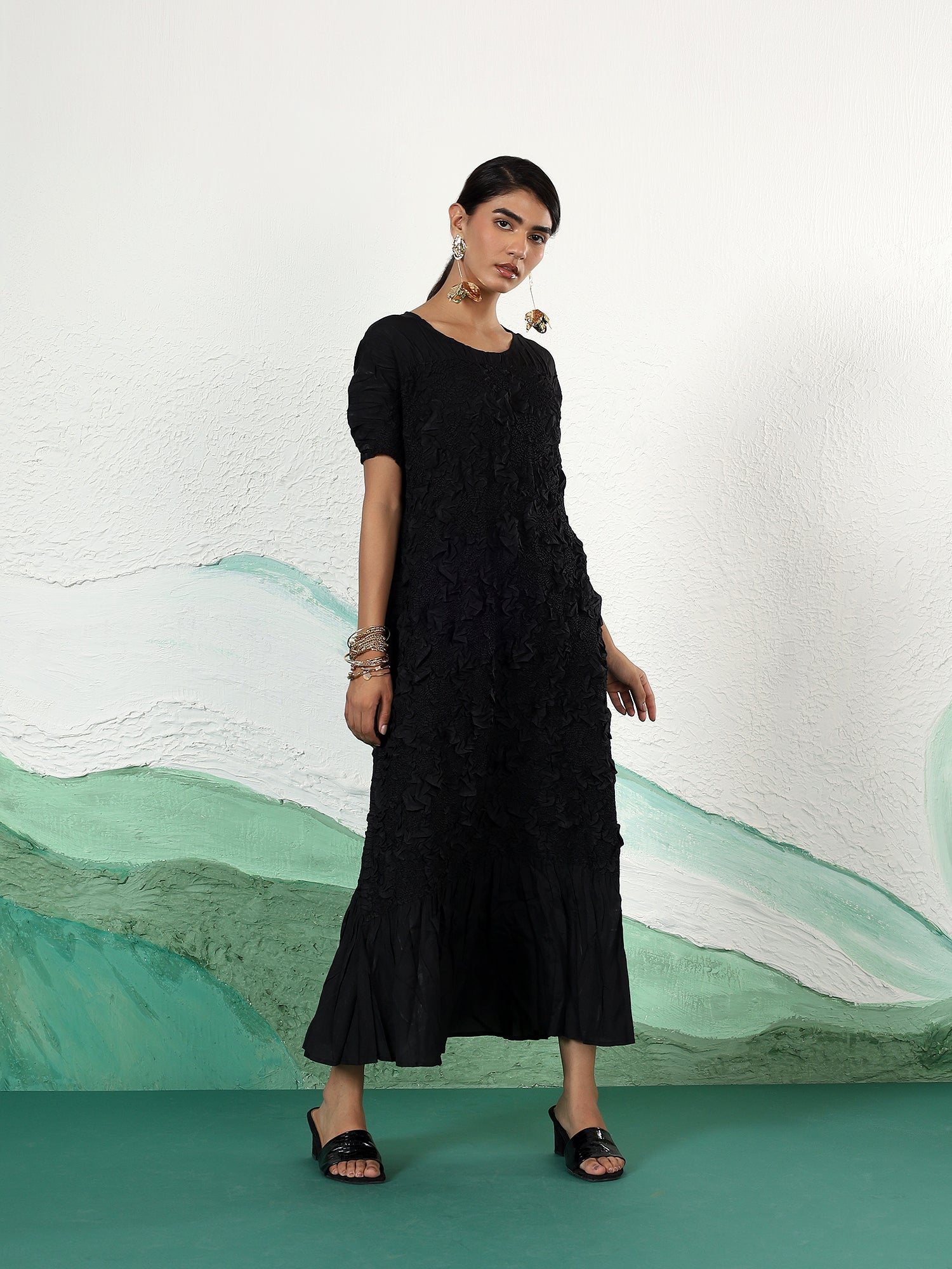 Florette Crinkle Midi Dress