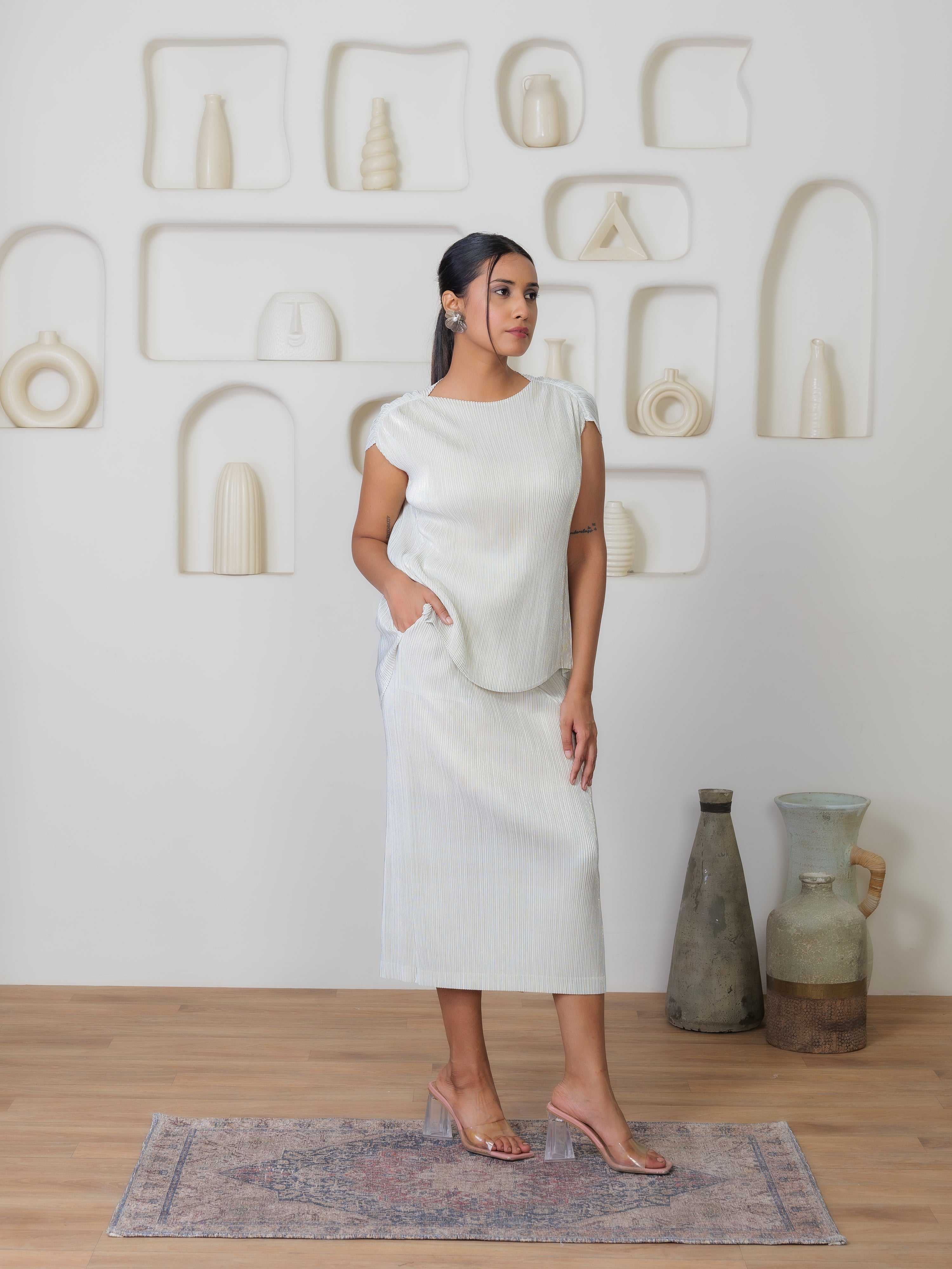 Sheen Metallic Co-ord Skirt set