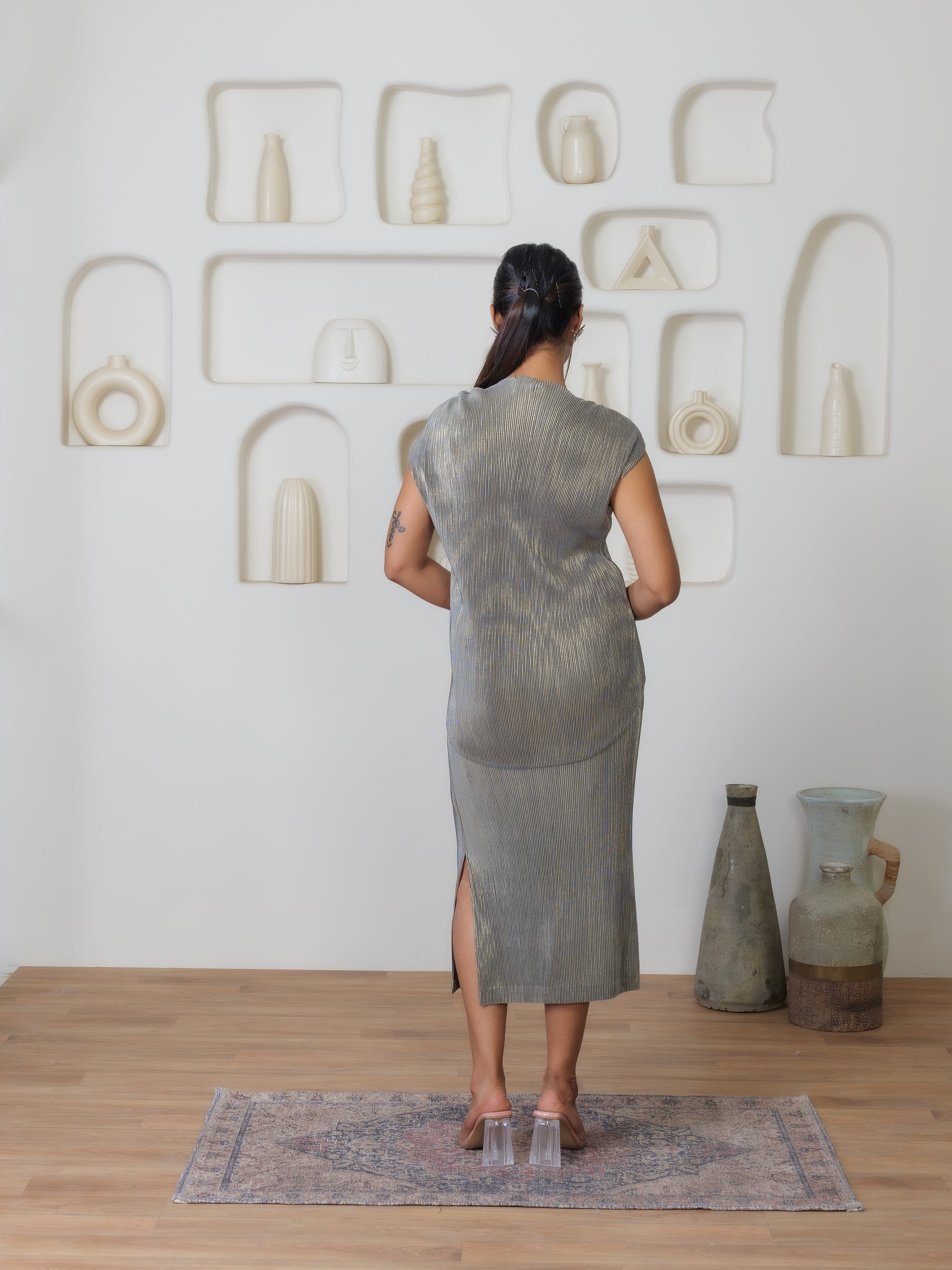 Sheen Metallic Co-ord Skirt set